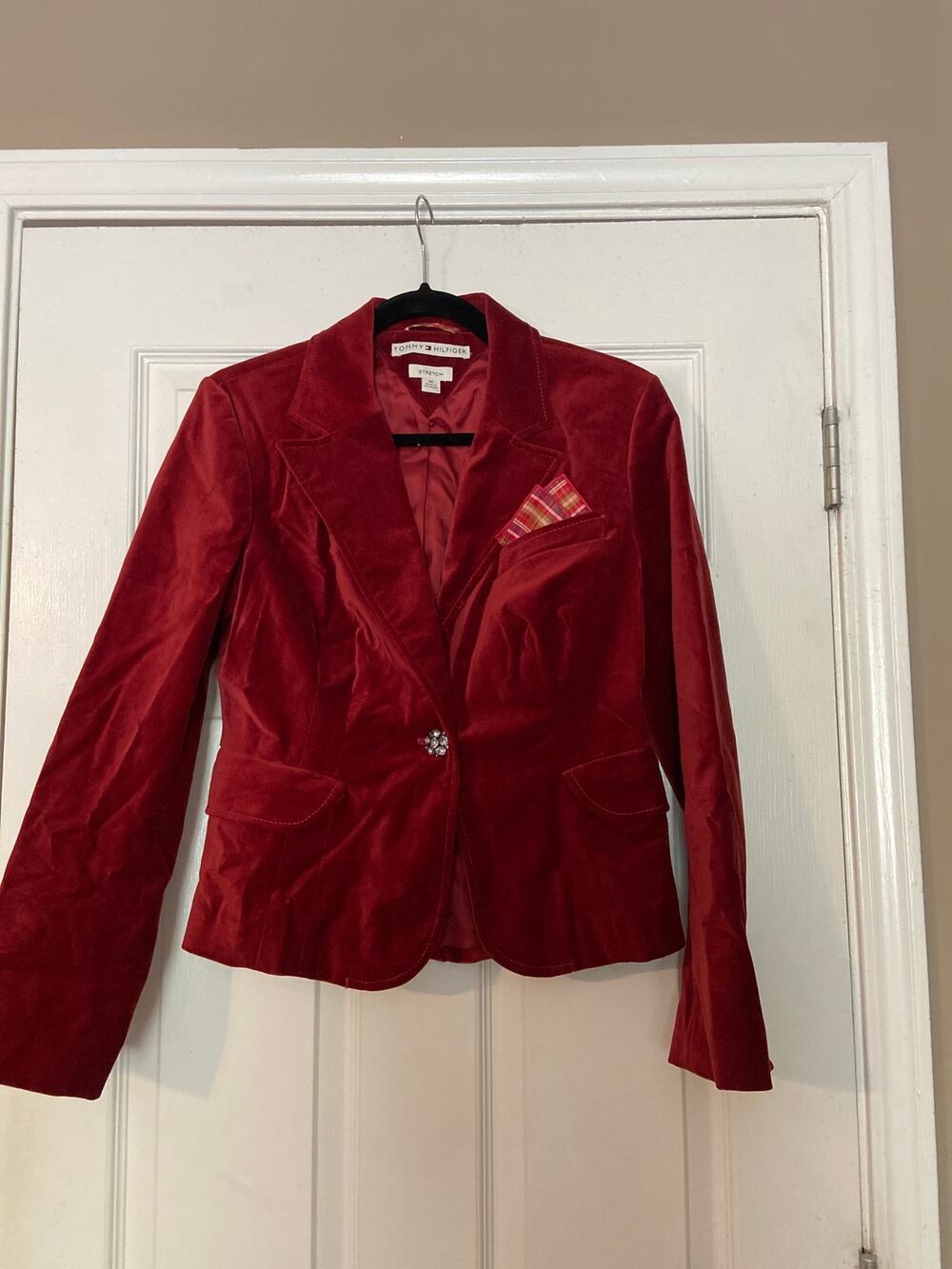 Tommy Hilfiger Stretch deep red velvet blazer size Medium M